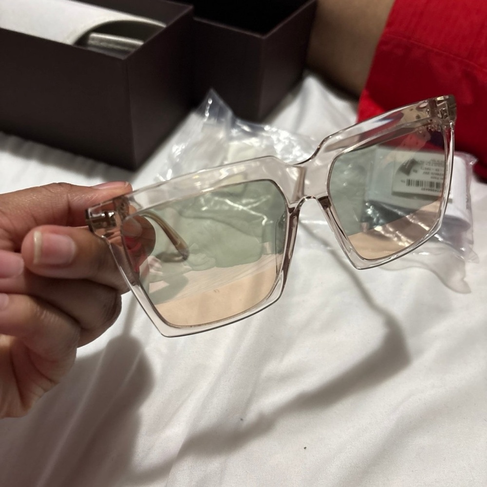 SABRINA Tom Ford Tan Oversized Square Sunglasses - Picture 4 of 8